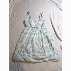 TS Dixin Summer Sundress White and Blue Toile Flowy Floral size Small